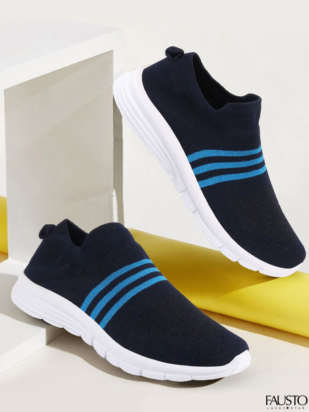 FAUSTO Men Blue Walking Non-Marking Shoes