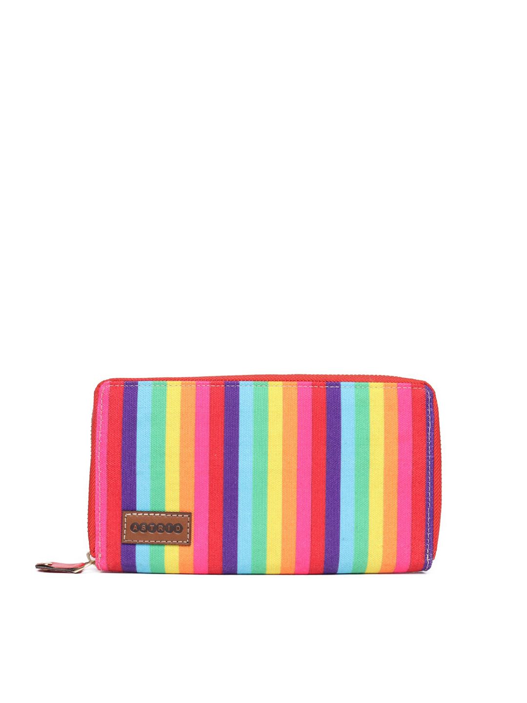 ASTRID Women Multicoloured Textured Canvas Zip Around Wallet Price in India