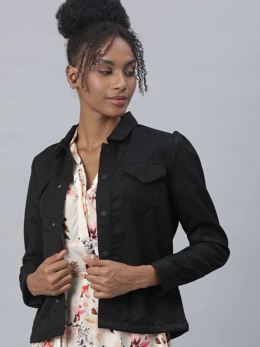 RAREISM Women Black Denim Jacket Price in India