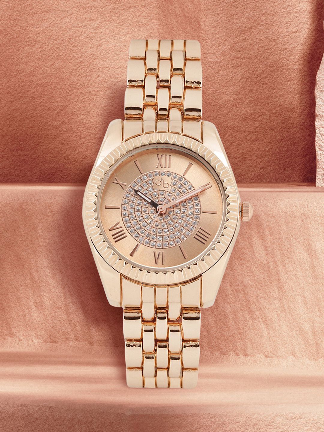 DressBerry Women Rose Gold-Toned Embellished Analogue Watch MFB-PN-WTH-S5769 Price in India