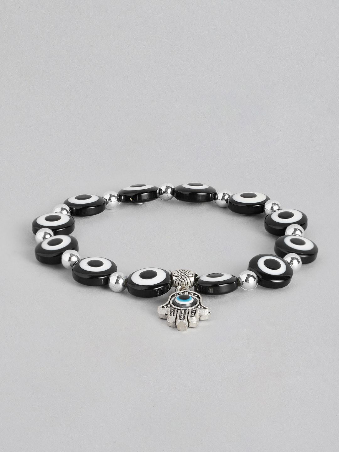 EL REGALO Unisex Black & Silver-Toned Charm Bracelet Price in India