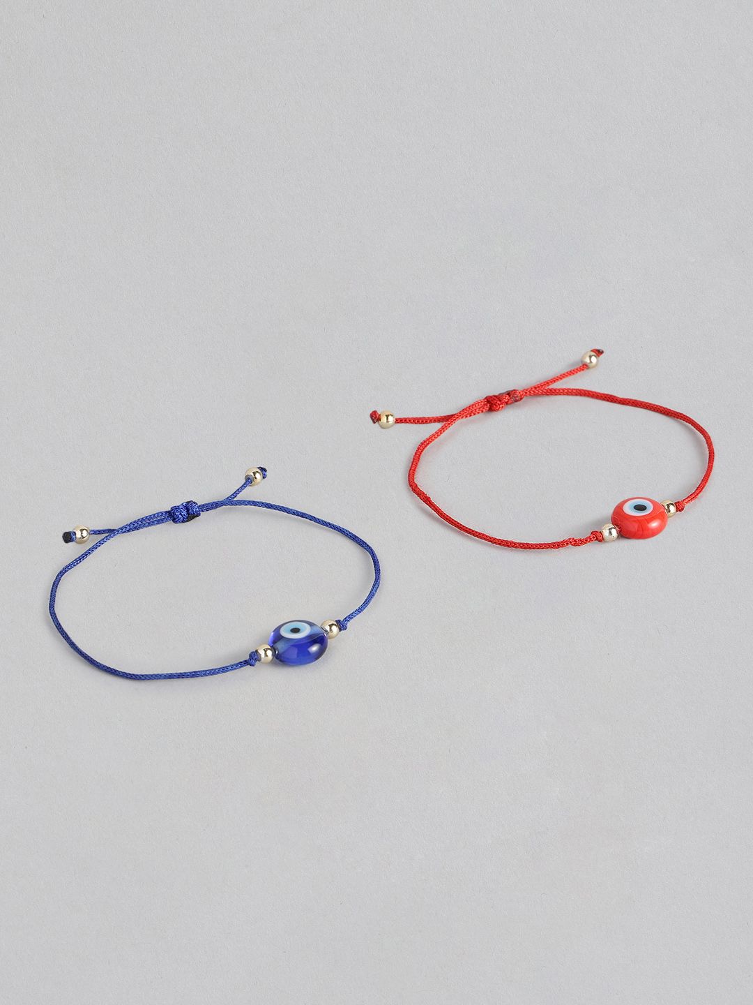 EL REGALO Unisex Pack of 2 Red & Blue Evil Eye Charm Bracelet Price in India