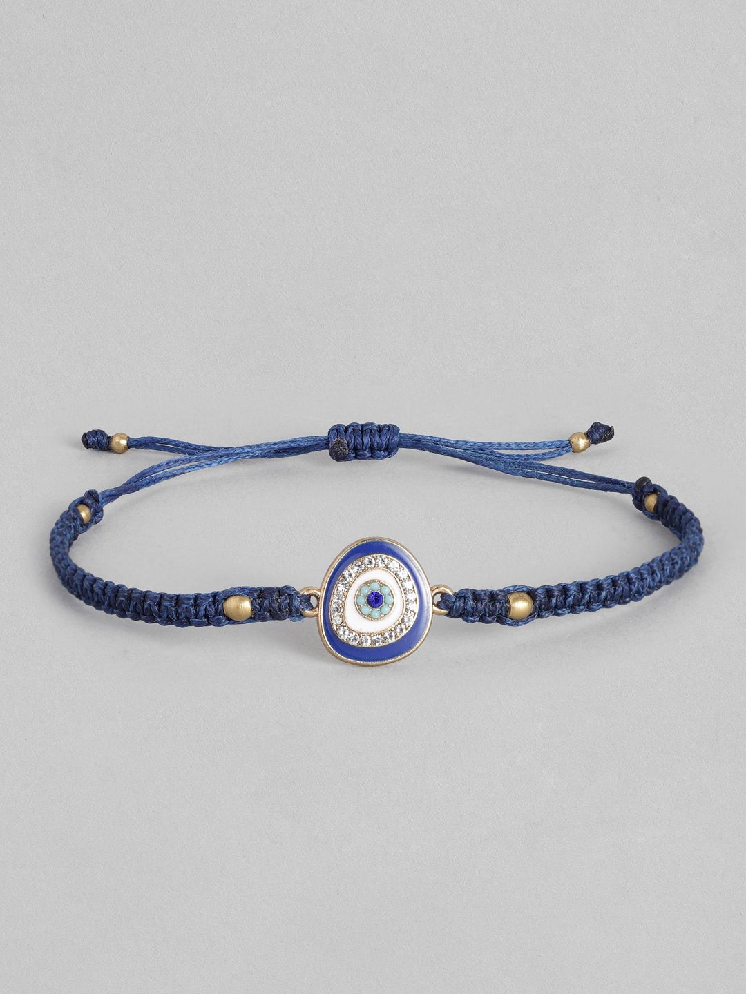EL REGALO Unisex Gold-Toned & Blue Evil Eye Charm Bracelet Price in India