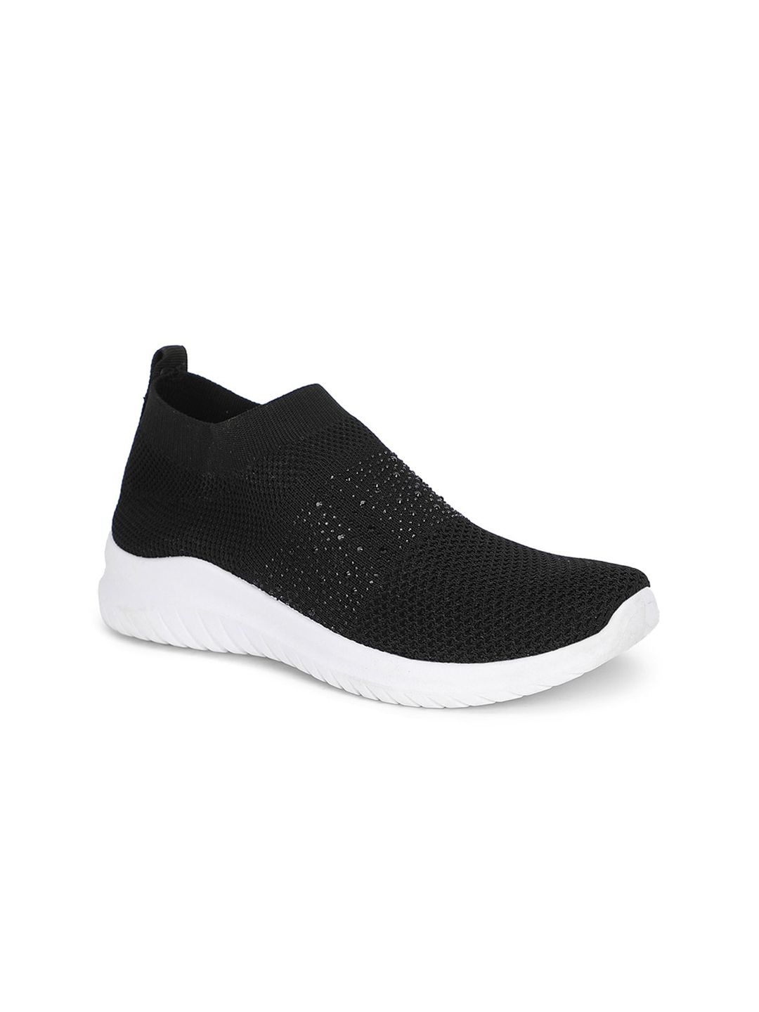 Khadims Women Black Woven Slip-On Sneakers Price in India