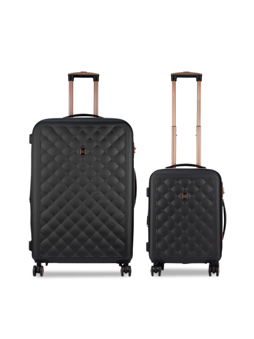 IT luggage Set Of 2 Black Textured Hard-Sided Trolley Suitcases Price in India
