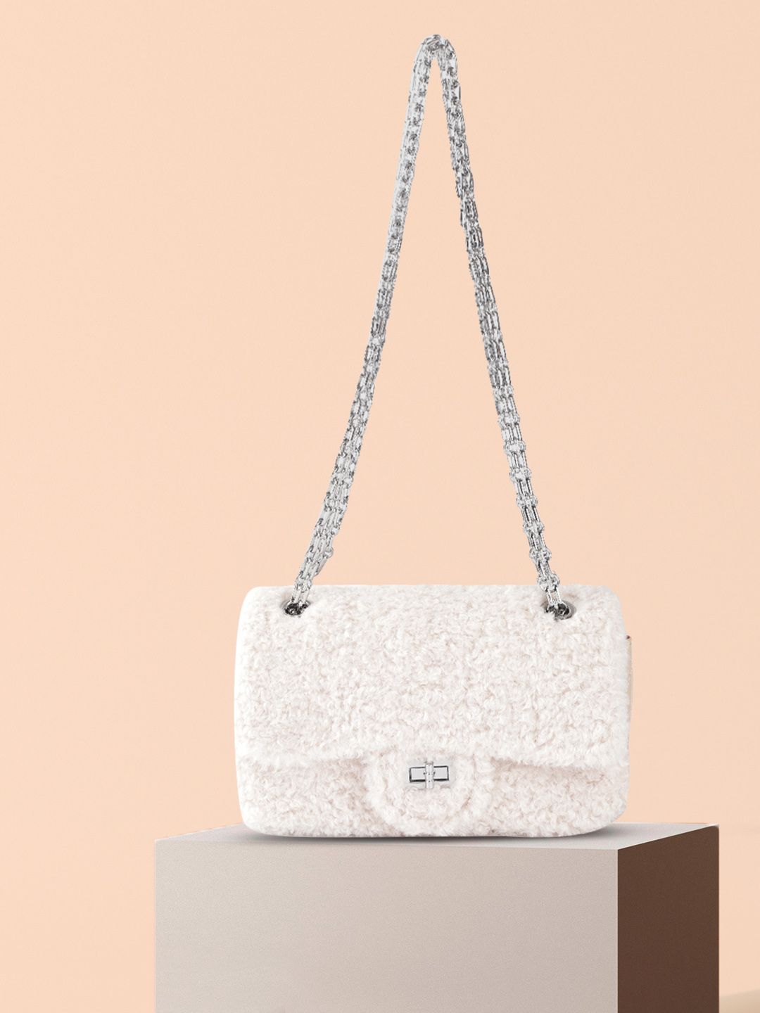 Lino Perros Off White Faux Fur Shoulder Bag Price in India