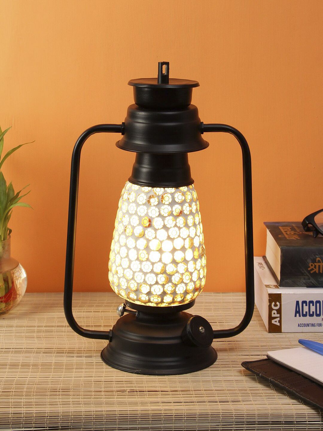 Devansh Black Mosaic Lantern Table Lamp Price in India