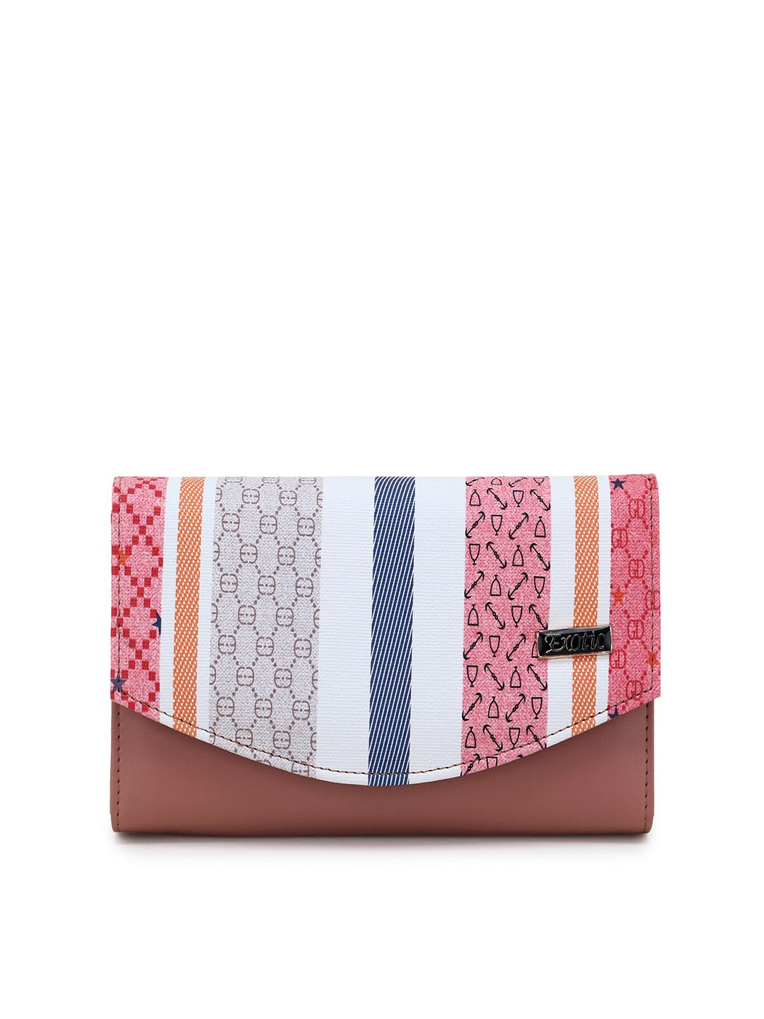 Exotic Women Pink & White Striped Envelope Wallet Price in India