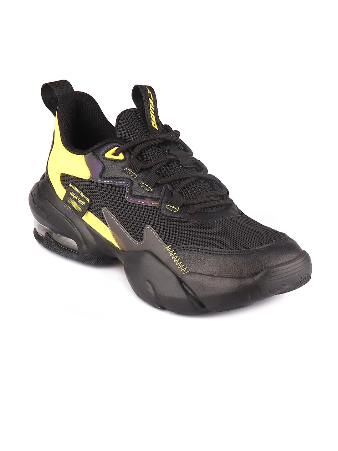 FURO by Red Chief Men Black Mesh Running Non-Marking Shoes