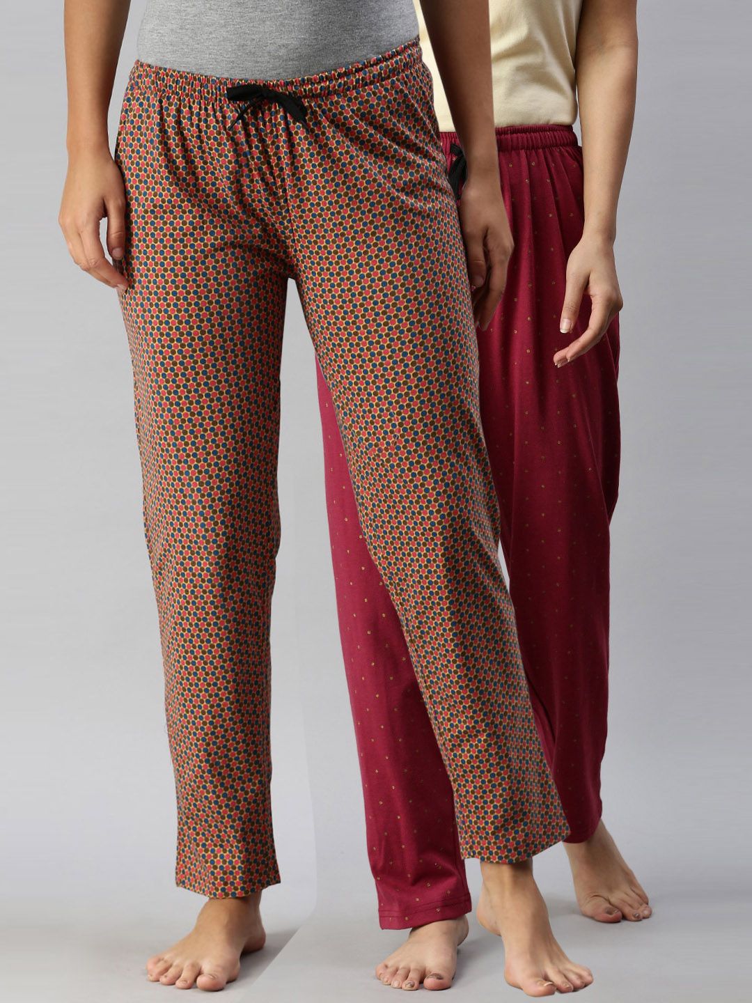 Kryptic Women Pack Of 2 Printed Pure Cotton Lounge Pants Price in India