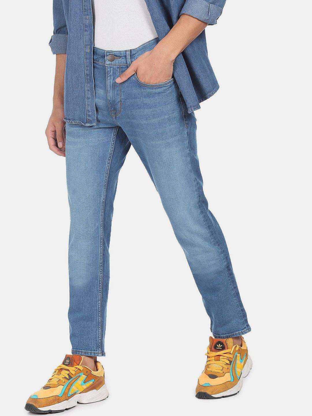 U S Polo Assn Denim Co Men Blue Skinny Fit Mid-Rise Light Fade Jeans