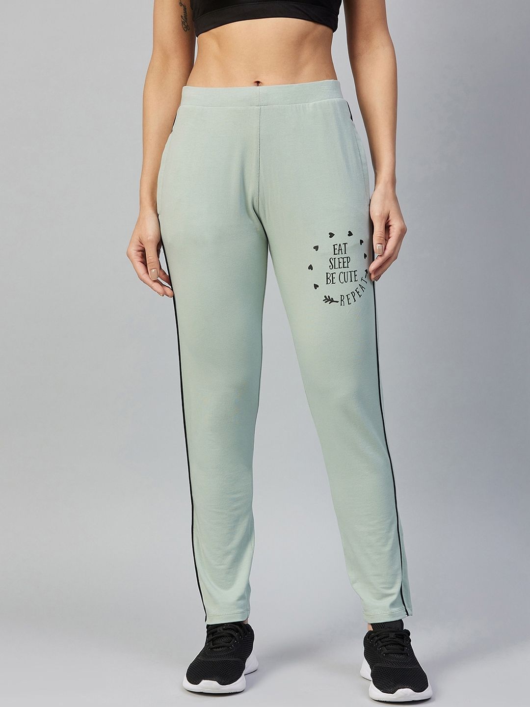 C9 AIRWEAR Women Sea Green Printed Track Pants Price in India