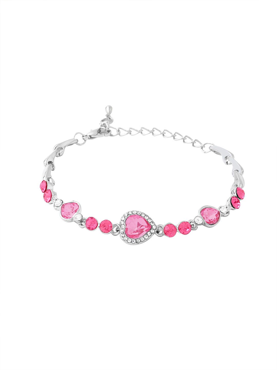 Buy Yellow Chimes Elvora Pink & Silver-Plated Heart Crystal Charm
