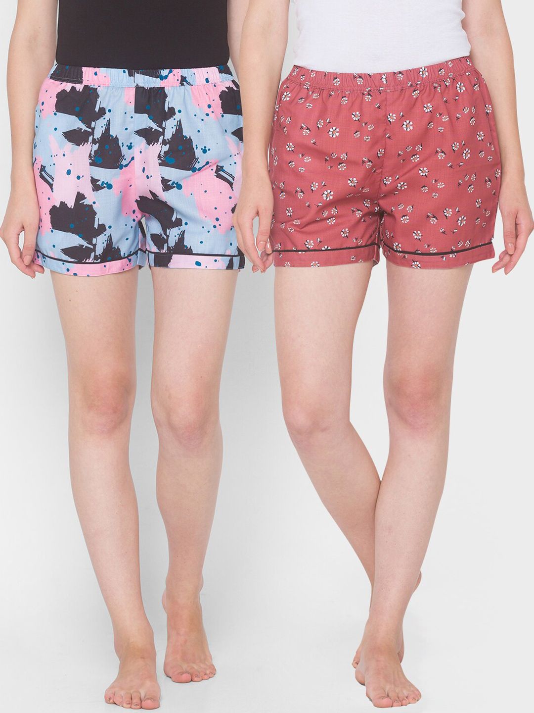 FashionRack Women Pack of 2 Printed Lounge Shorts Price in India