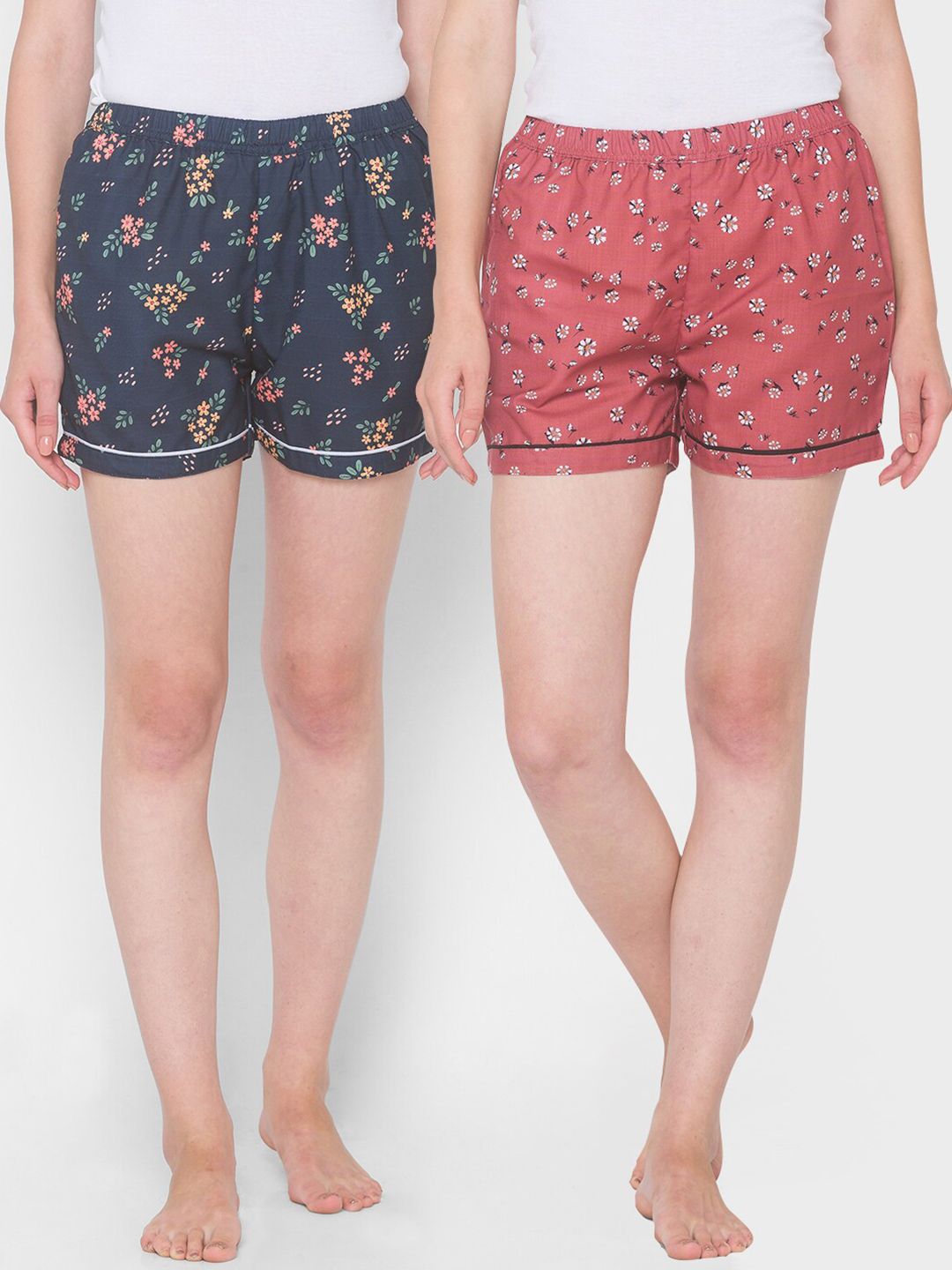 FashionRack Women Set of 2 Multi Printed Lounge Shorts Price in India