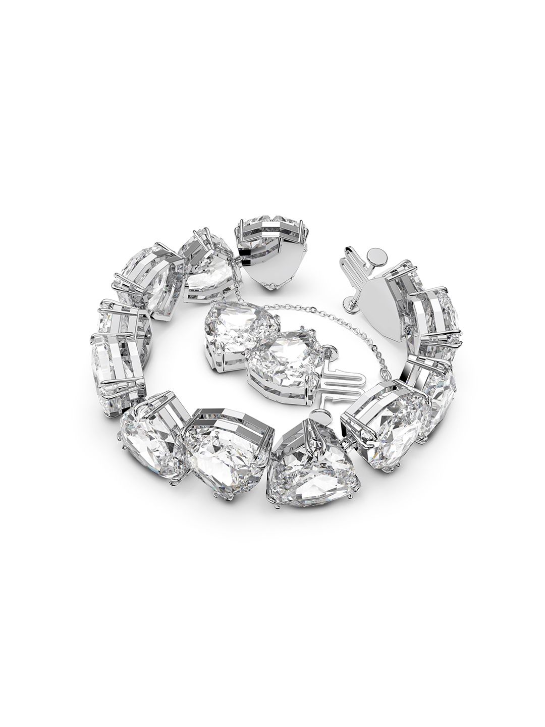 SWAROVSKI Women White & Silver-Toned Crystals Rhodium-Plated Wraparound Bracelet Price in India