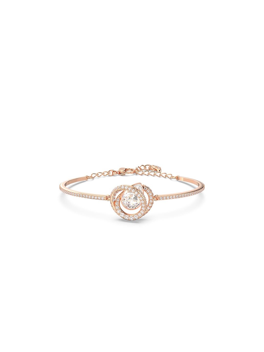 SWAROVSKI Women White & Rose Gold Crystals Rose Gold-Plated Bangle-Style Bracelet Price in India