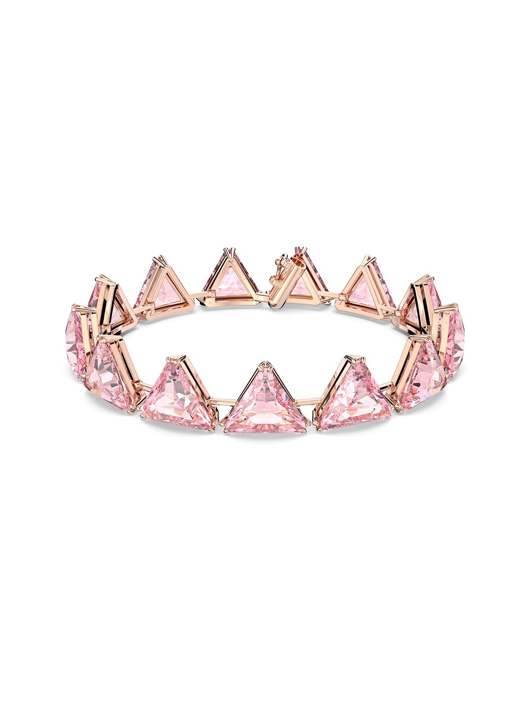 SWAROVSKI Women Rose Gold & Pink Crystals Rose Gold-Plated Bangle-Style Bracelet Price in India
