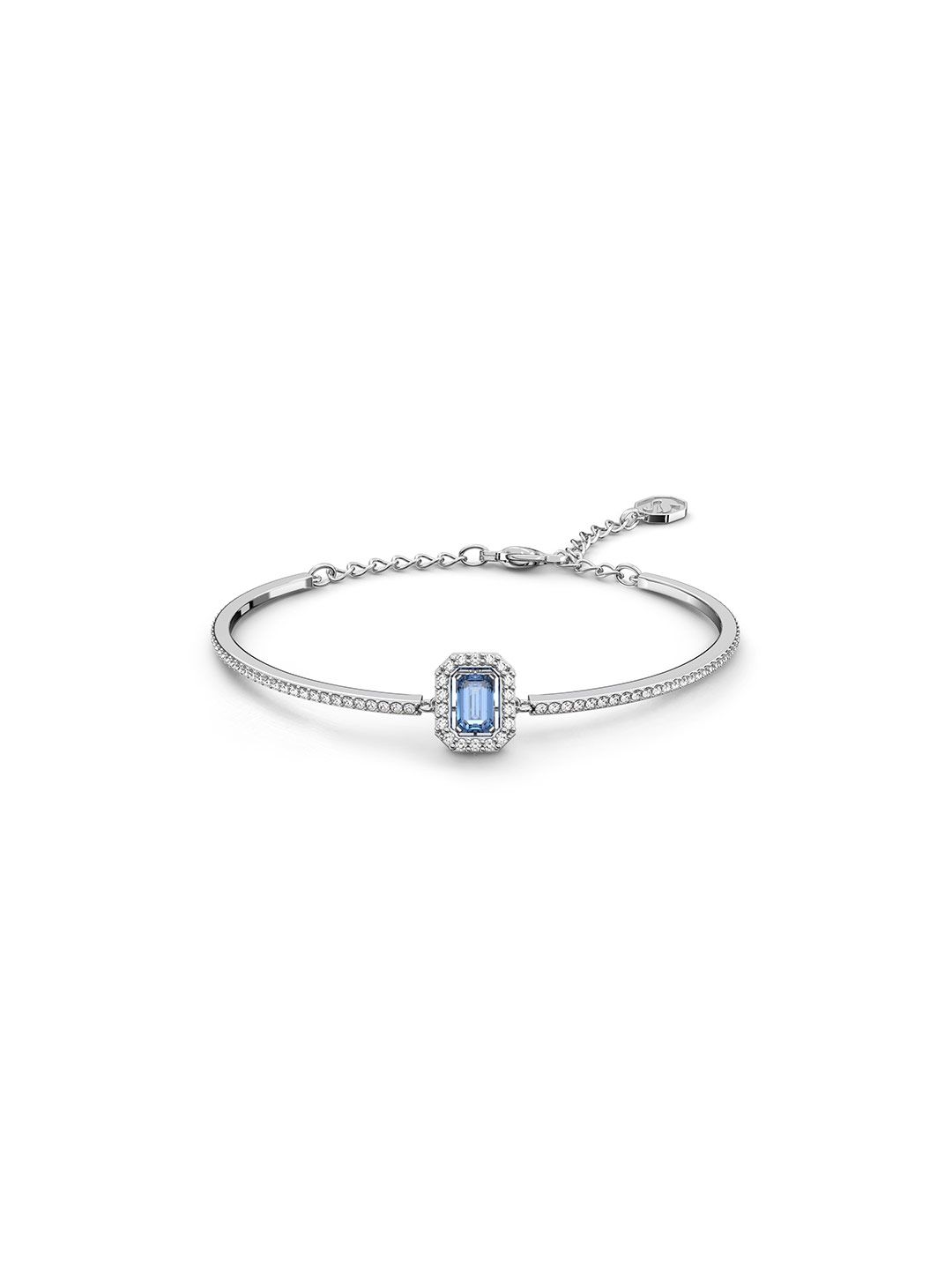 SWAROVSKI Women Silver-Toned & Blue Crystals Rhodium-Plated Charm Bracelet Price in India