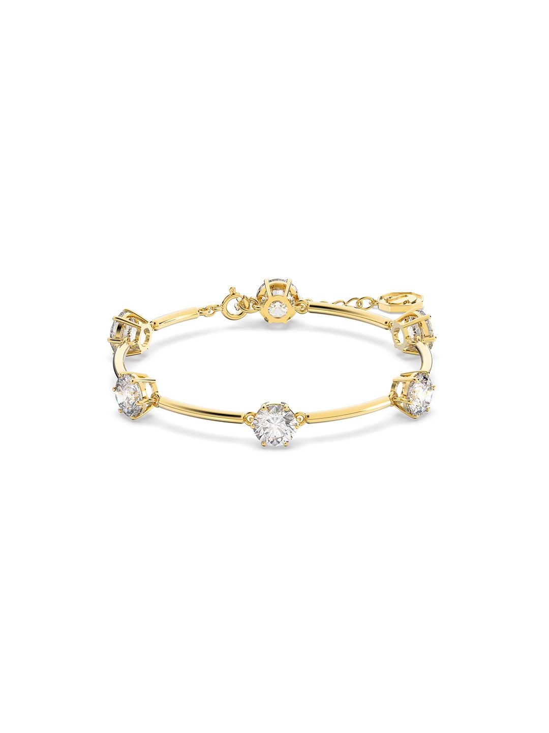 SWAROVSKI Women White Crystals Gold-Plated Cuff Bracelet Price in India