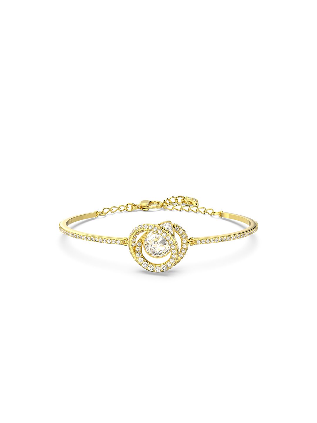 SWAROVSKI Women Gold-Toned & White Crystals Gold-Plated Wraparound Bracelet Price in India