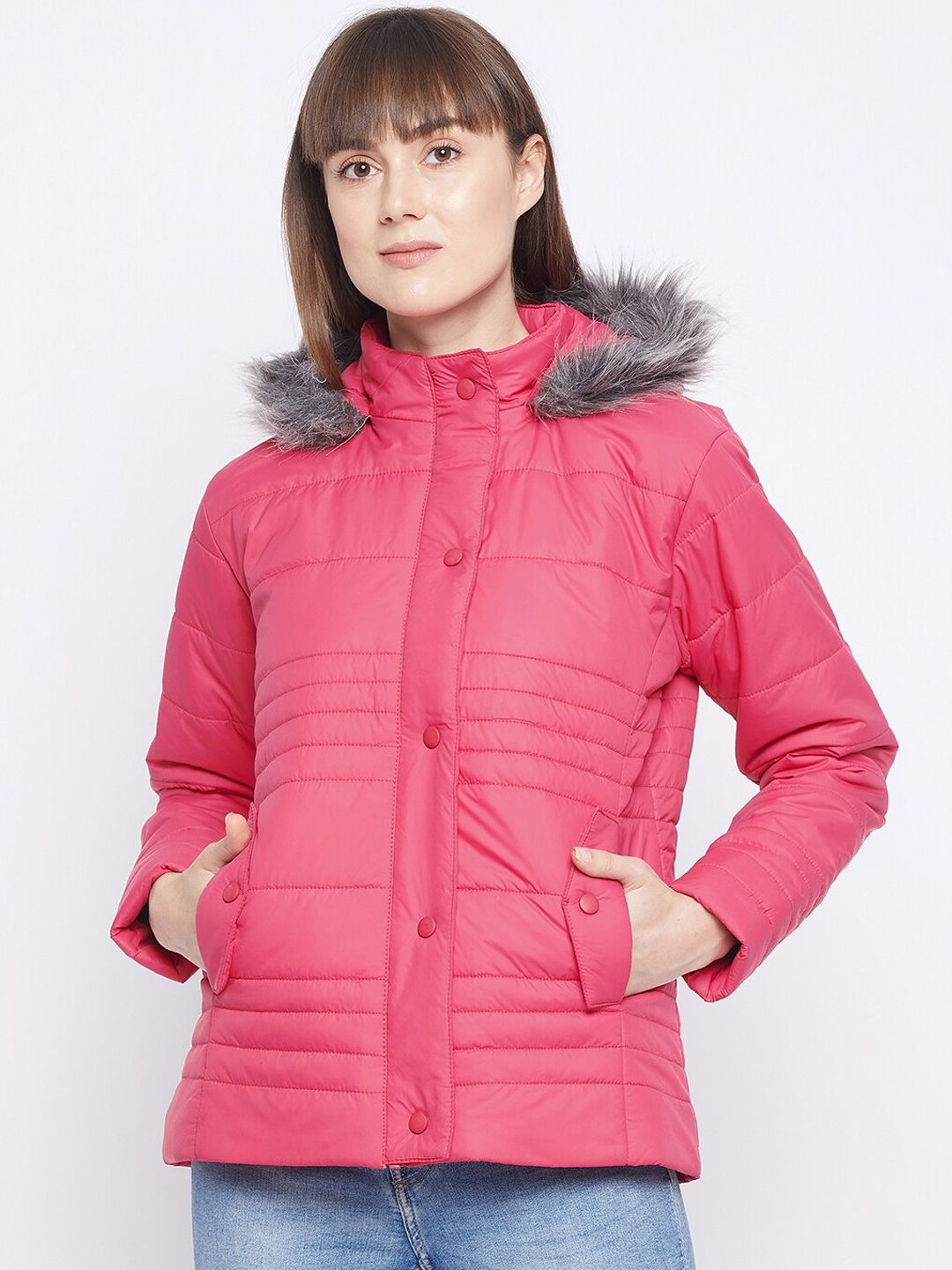 Adobe Women Pink Lightweight Parka Jacket Price in India