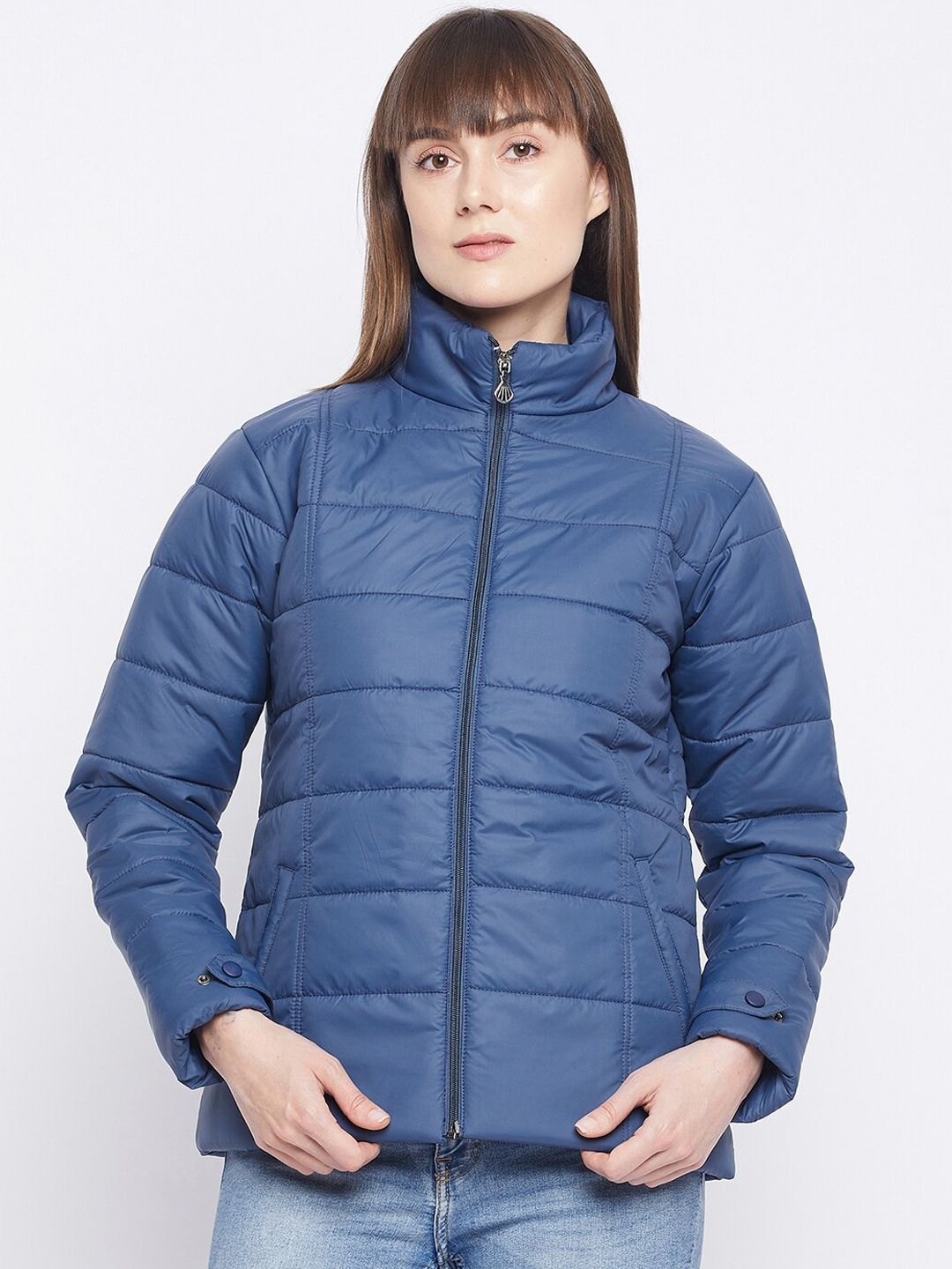 Adobe Women Blue Lightweight Puffer Jacket Price in India