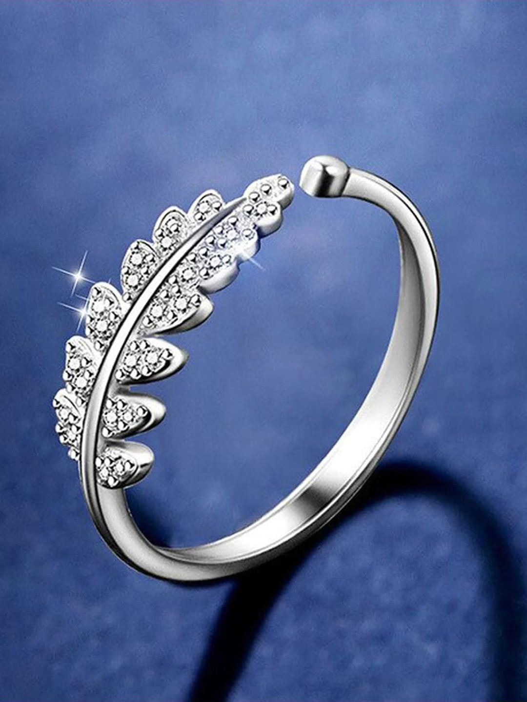 Yellow Chimes Silver-Plated White Crystal-Studded Finger Ring Price in India