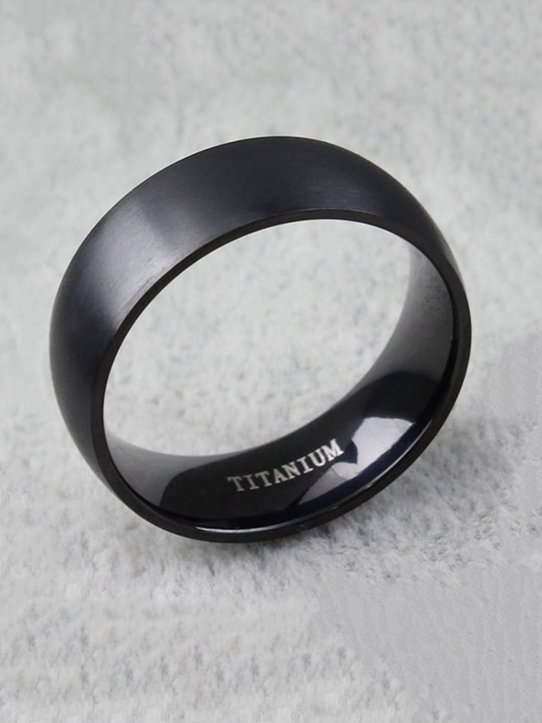 Yellow Chimes Black Stainless Steel Titanium Band Finger Ring Price in India