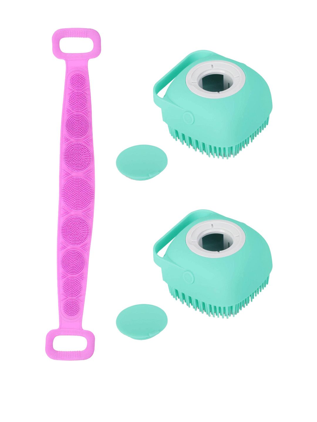 MAJESTIQUE Pink & Teal Silicone Bathroom Accessories Set Price in India