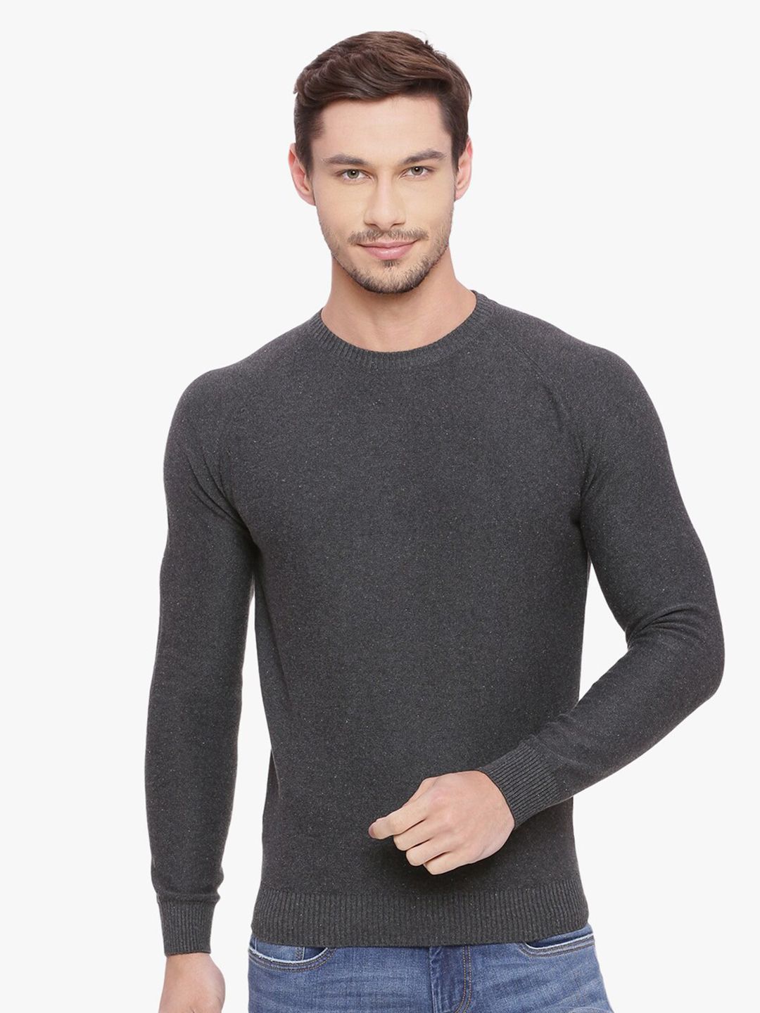 Basics Men Grey Pullover