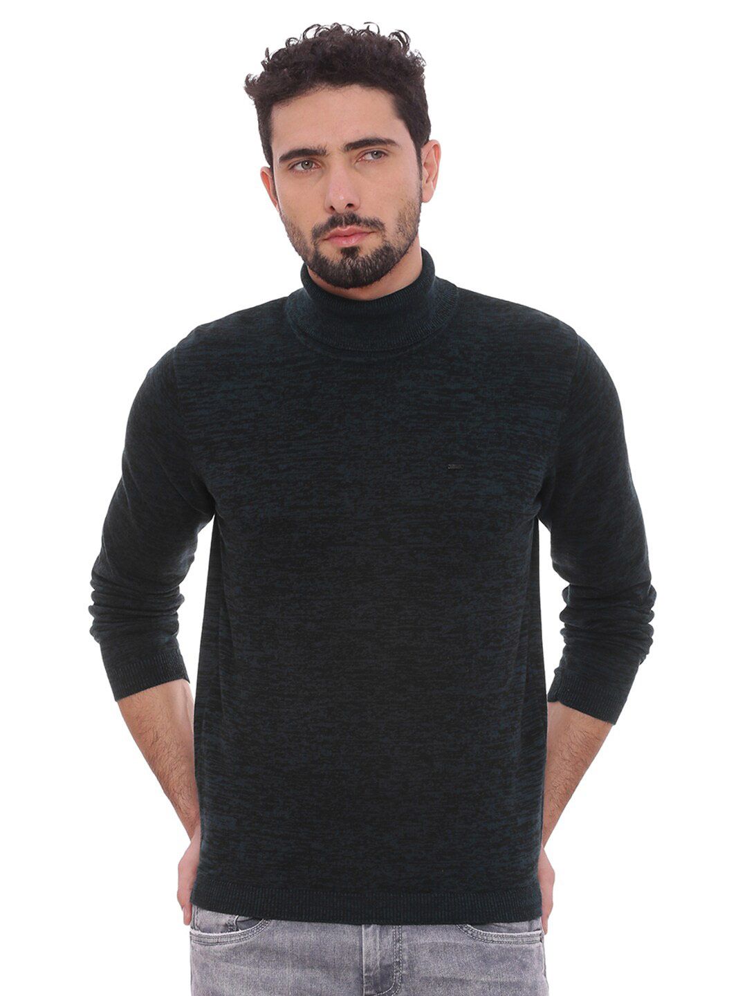 Basics Men Navy Blue & Black Cardigan