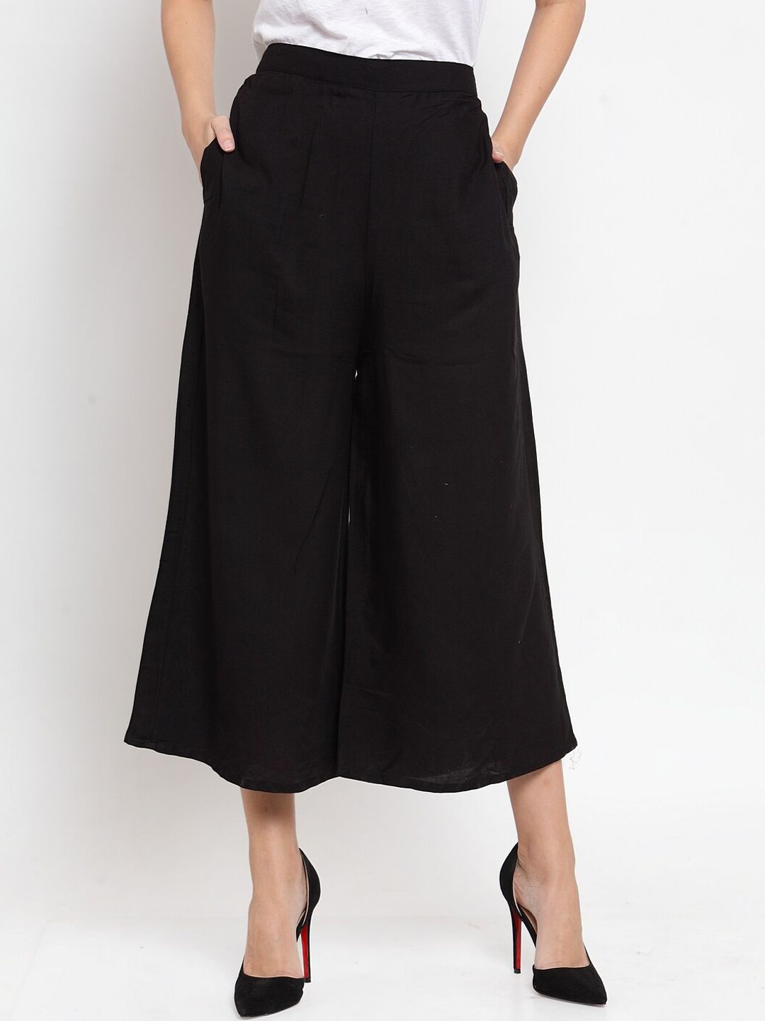 Clora Creation Women Black Easy Wash Culottes Trousers Price in India