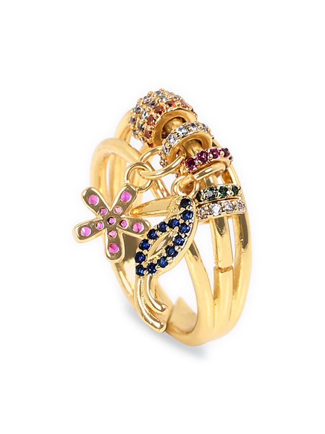 Mikoto by FableStreet Gold -Toned Zircon Charm Finger Ring Price in India