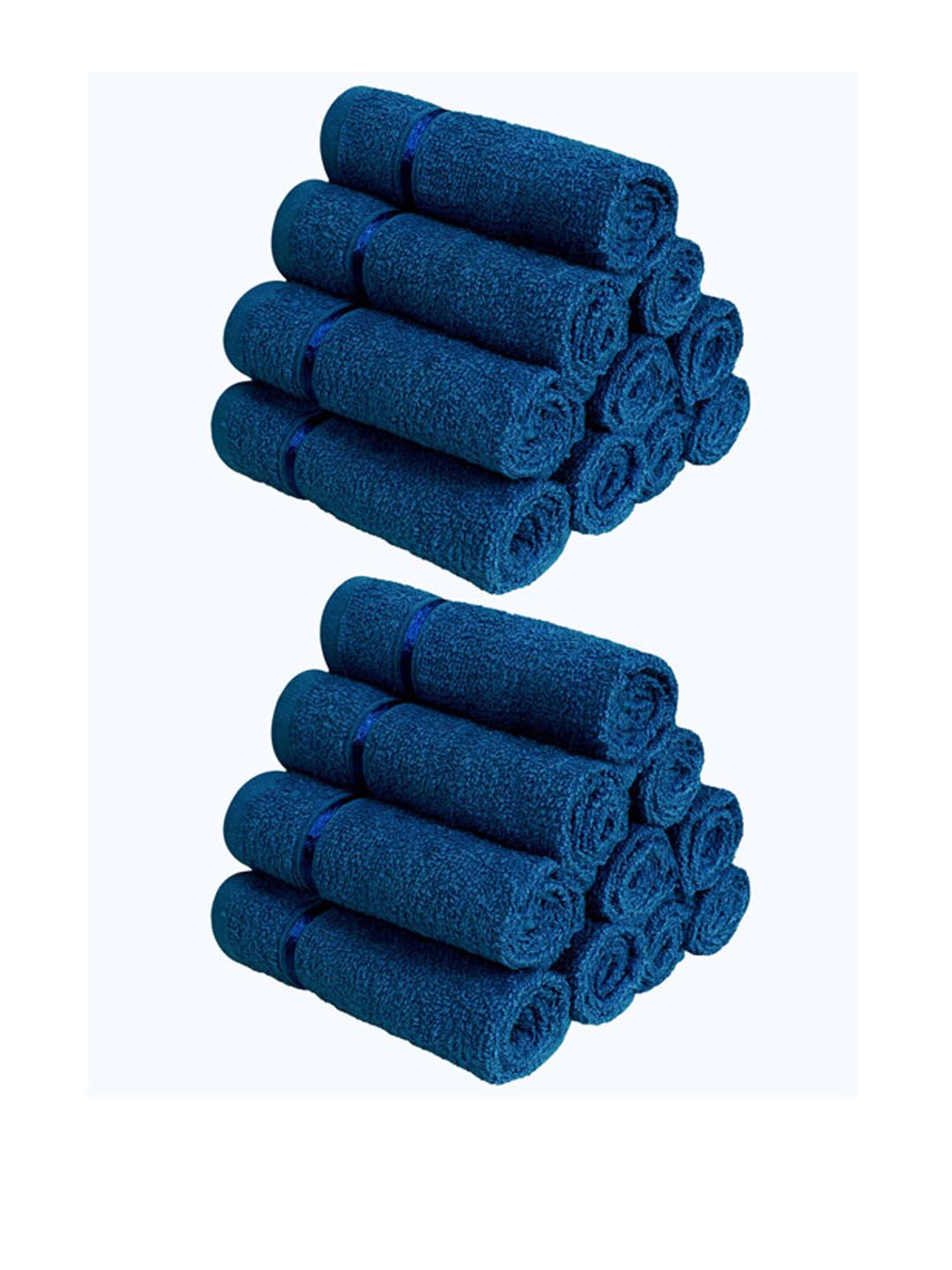 Story@home Set Of 20 Navy Blue Solid 450 GSM Pure Cotton Face Towels Price in India