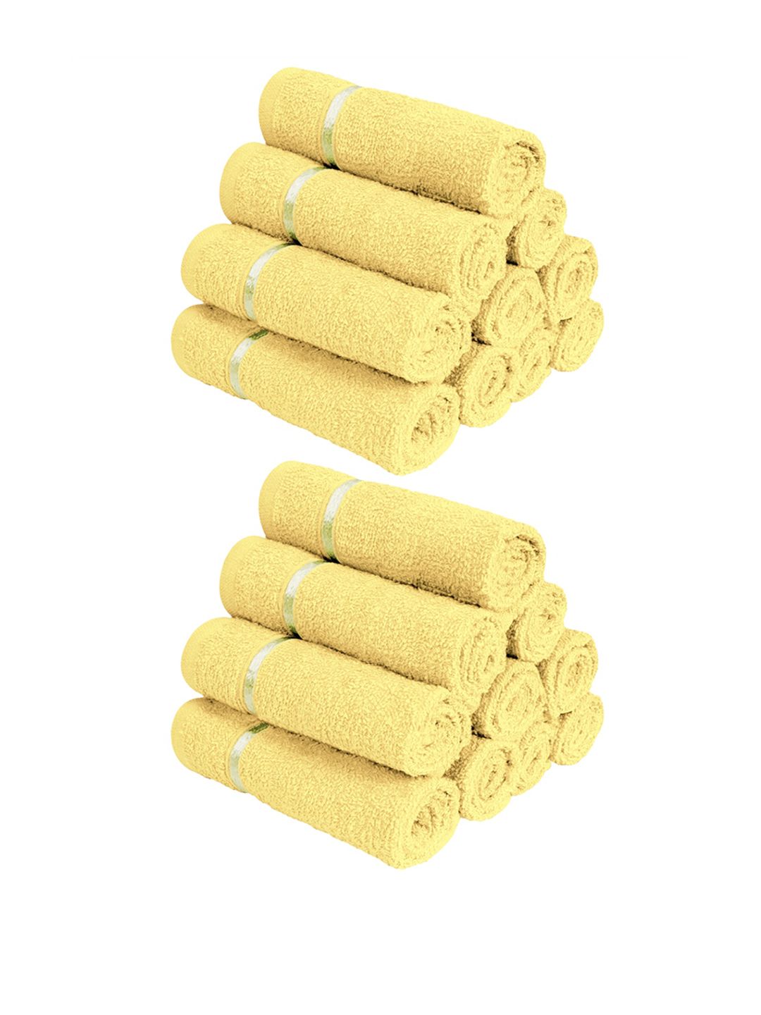 Story@home Set Of 20 Yellow Solid 450 GSM Pure Cotton Face Towels Price in India