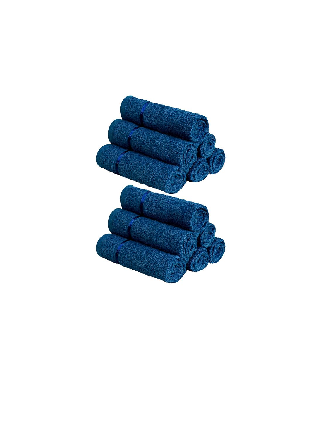 Story@home Set Of 12 Navy Blue Solid Pure Cotton 450 GSM Face Towels Price in India