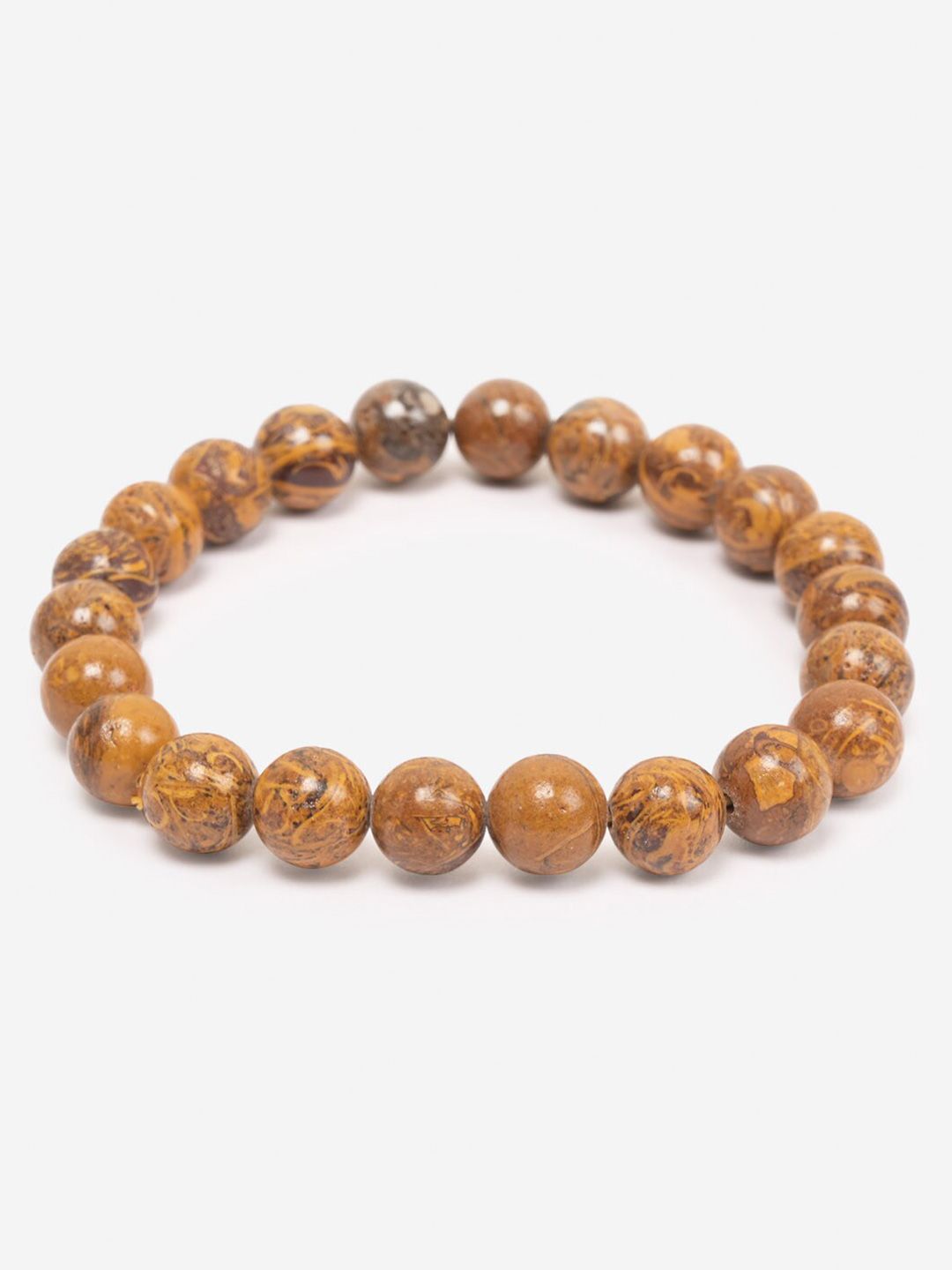 BuckleUp Unisex Brown Mariam Agate Round Beaded Bracelet Price in India