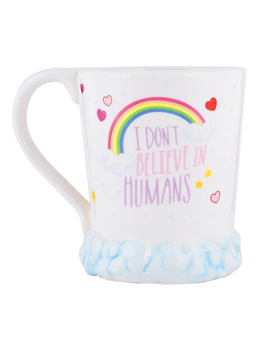 BonZeaL White & Yellow 3D Unicorn Cloud Printed Ceramic Glossy Cups Price in India