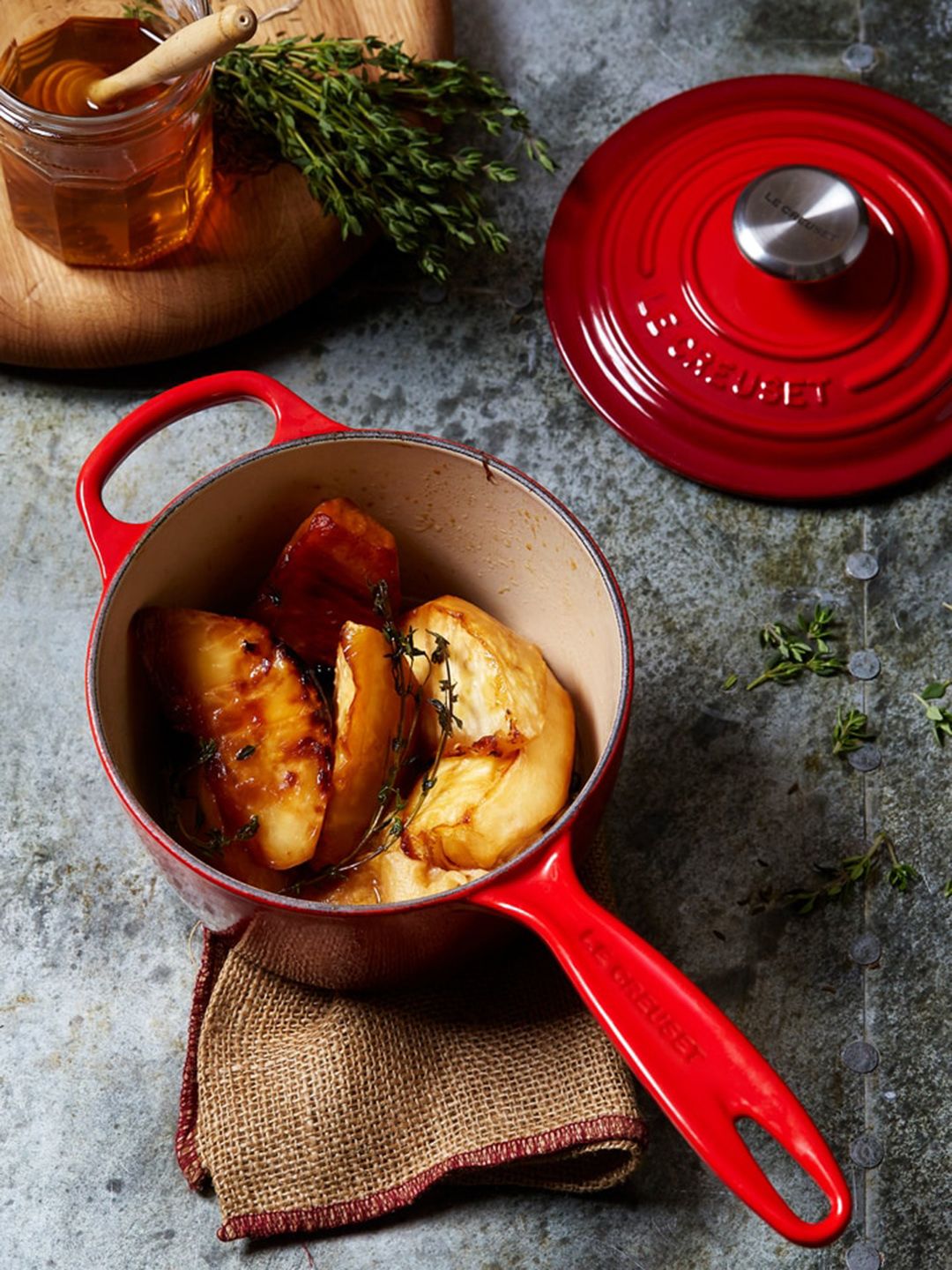 LE CREUSET Red Solid Sauce Pan With Lid Price in India