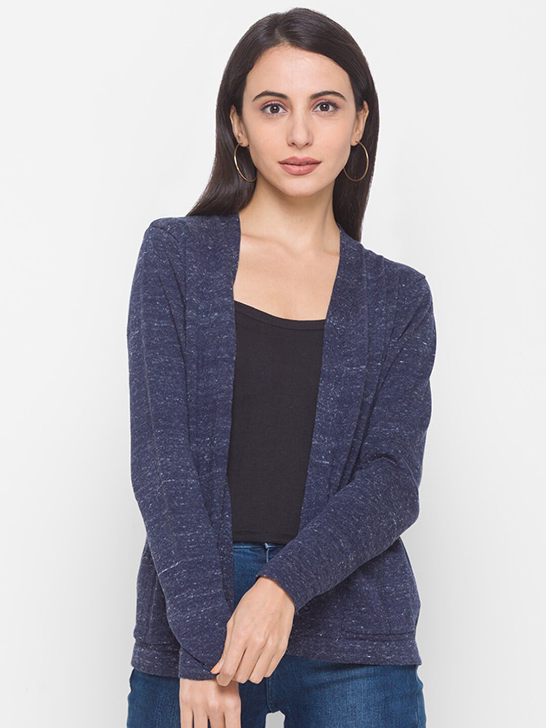 Globus Women Blue Cotton Front-Open Sweater Price in India