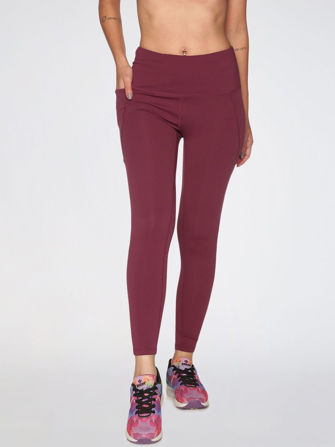 BlissClub Women Burgundy Super Stretchy & High Waisted The Ultimate Leggings Price in India