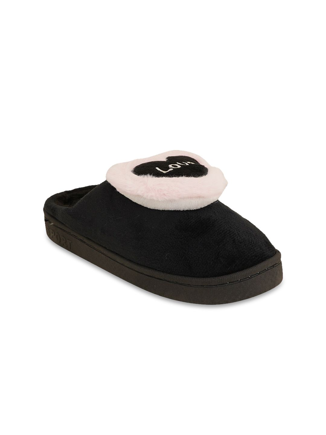 SAPATOS Women Black & White Printed Room Slippers Price in India