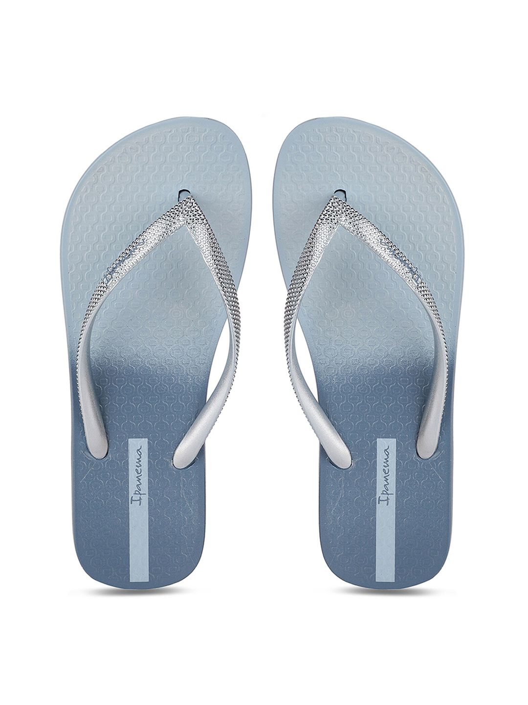 iPanema Women Blue & Gunmetal-Toned Thong Flip-Flops Price in India