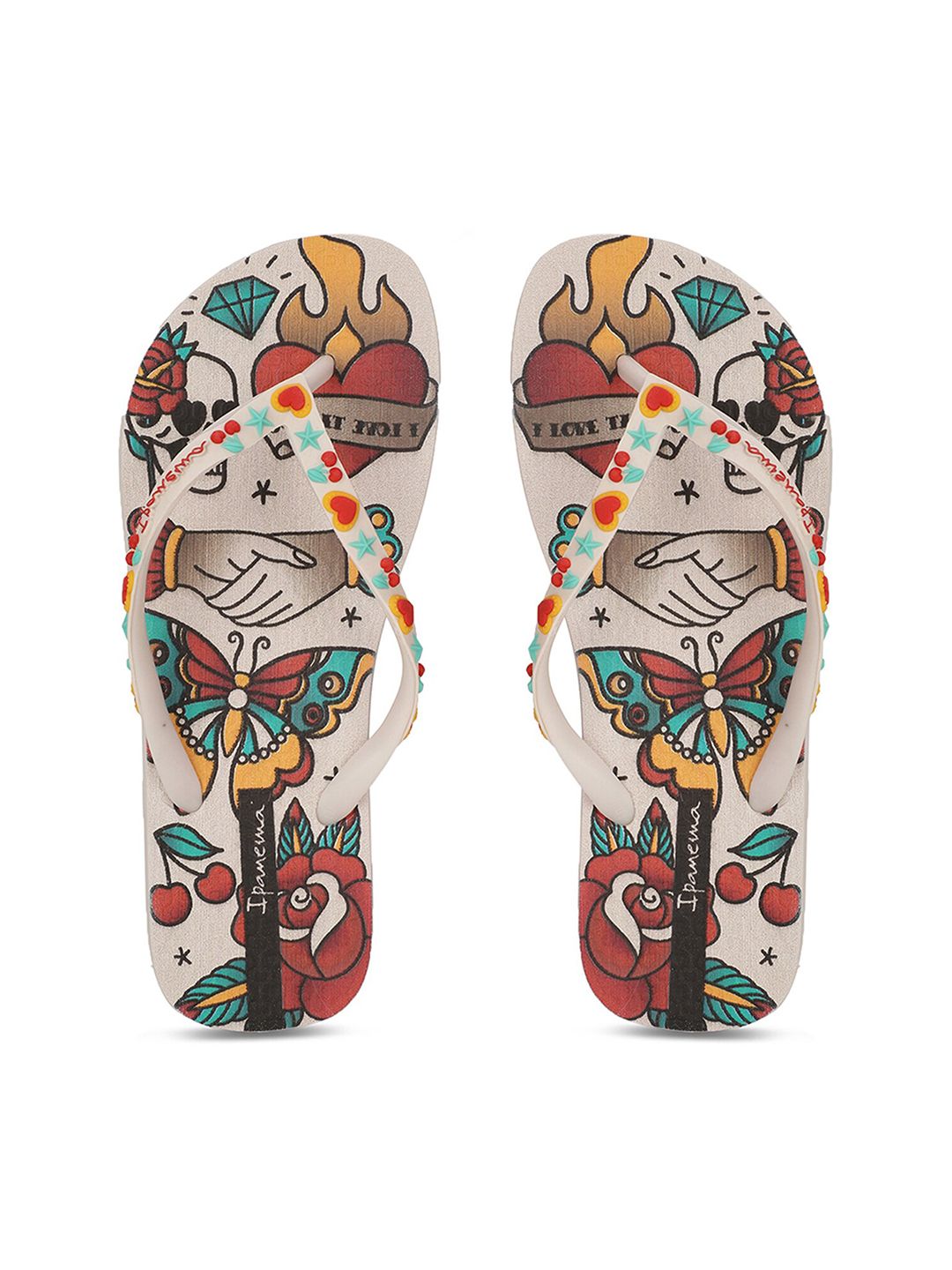 iPanema Women White & Red Printed Thong Flip-Flops Price in India