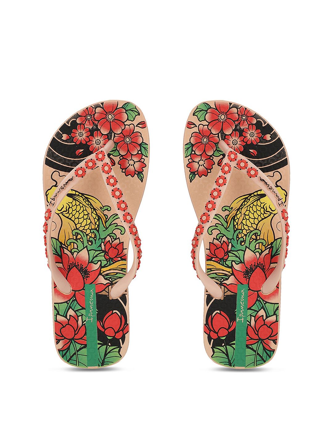 iPanema Women Pink & Red Printed Thong Flip-Flops Price in India