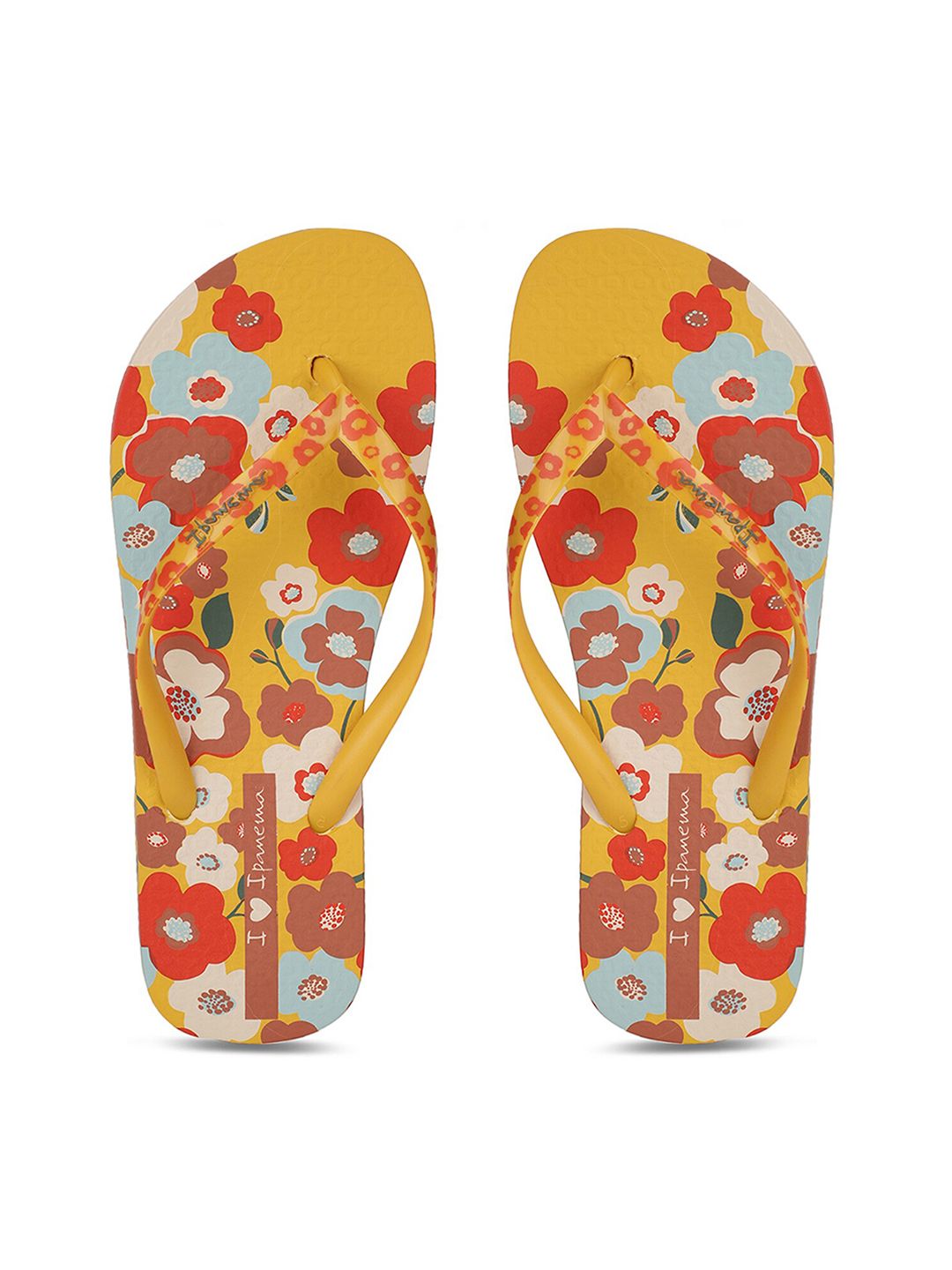 iPanema Women Yellow & Pink Printed Thong Flip-Flops Price in India