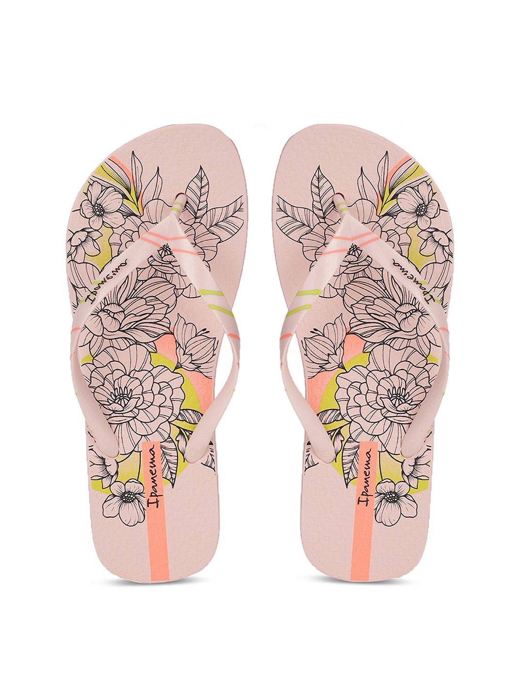 iPanema Women Pink & Green Floral Printed Casual Thong Flip-Flops Price in India