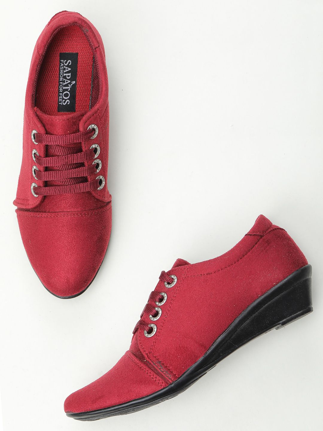 SAPATOS Women Maroon Suede Sneakers Price in India