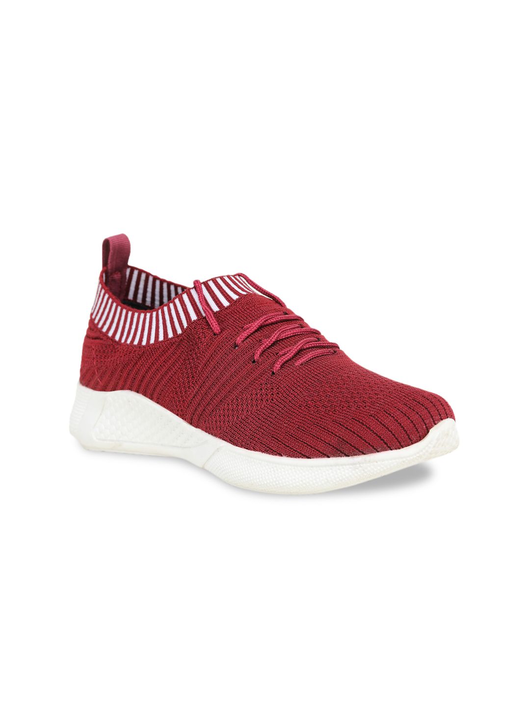 SAPATOS Women Maroon Striped Slip-On Sneakers Price in India